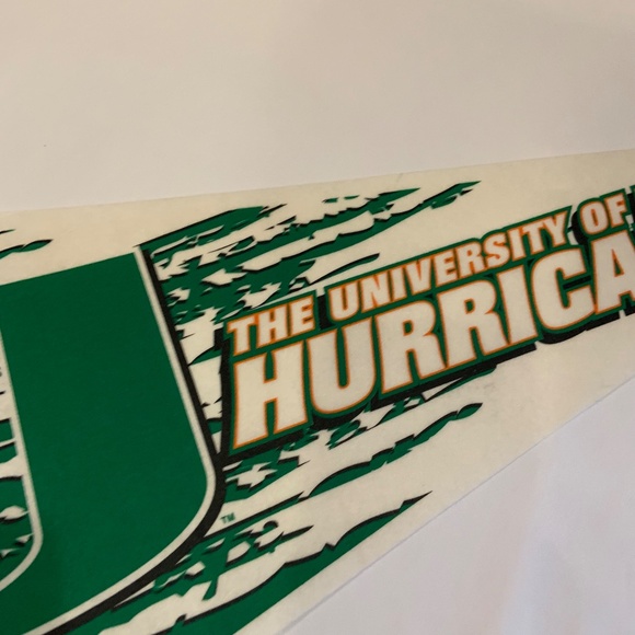 Vintage Wincraft University of Miami UMiami Hurricanes 30" Pennant Flag - Picture 6 of 12